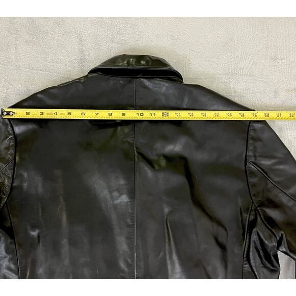 Vintage Banana Republic Black Leather Three Button Jacket Mens M Made In Korea - Picture 11 of 14